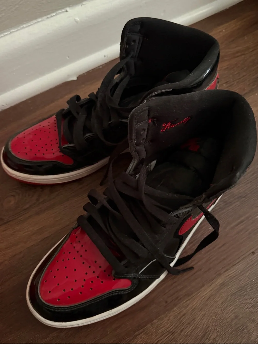 Jordan Black and Red High-Top Sneakers - Picture 2 of 8